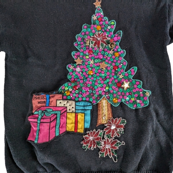Spree VINTAGE Sequin Shoulder Pad Ugly Christmas Sweater - Picture 3 of 9